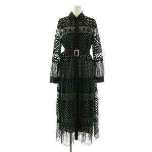 クロシェレースワンピース ロング 長袖 38 ブラック /DO OS