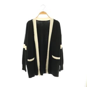 パールラインカーディガン ニット 長袖 36 ブラック /HK OS