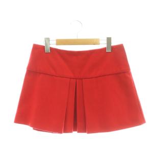 ウール スカート ミニ ボックスプリーツ 38 レッド /DF OS