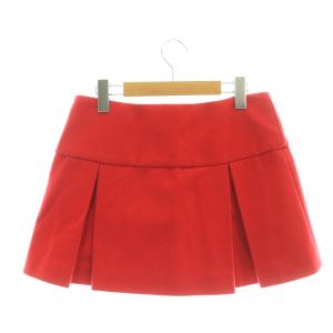 miumiu ウール スカート ミニ ボックスプリーツ 38 レッド /DF OS