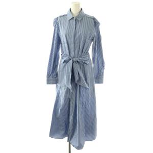 ストライプ ワンピース シャツワンピース ロング 44 ブルー ホワイト /DF OS