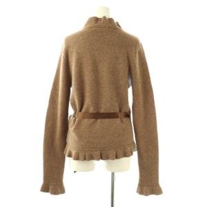RALPH LAUREN ウール カシミヤ混 フリル ニット カーディガン L ブラウン /ES OS