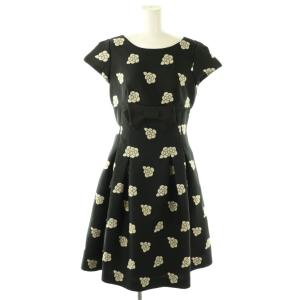 Camellia One-piece ワンピース ロング 半袖 38 ブラック ライトベージュ /DO