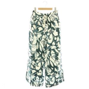 24SS MODERN IVY PANTS パンツ ワイド イージー リネン 総柄 38 白 緑 /CX