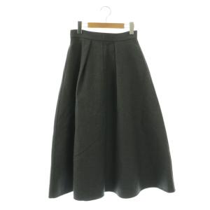 ウールタックフレアスカート ロング シルク混 36 グレー /DO OS