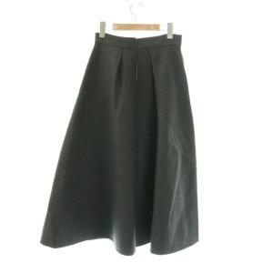 ebure ウールタックフレアスカート ロング シルク混 36 グレー /DO OS
