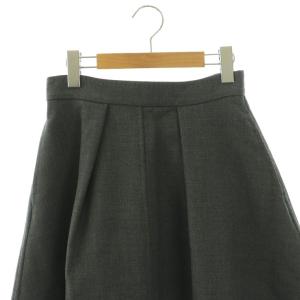 ebure ウールタックフレアスカート ロング シルク混 36 グレー /DO OS