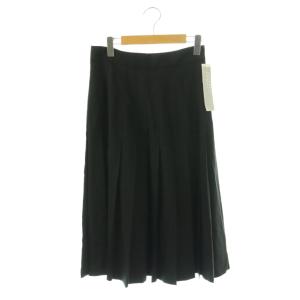 FINE WOOL POPLIN プリーツスカート ロング フレア 3 ブラック /DO OS