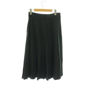 MARGARET HOWELL FINE WOOL POPLIN プリーツスカート ロング フレア 3 ブラック /DO OS