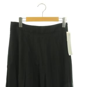MARGARET HOWELL FINE WOOL POPLIN プリーツスカート ロング フレア 3 ブラック /DO OS
