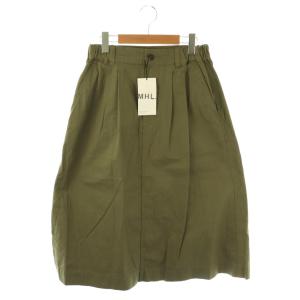 WASHED COTTON 台形スカート リネン混 2 カーキ /ES OS