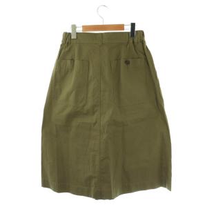 MHL. WASHED COTTON 台形スカート リネン混 2 カーキ /ES OS