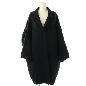 ウールアンゴラリバーコート 36 ネイビー