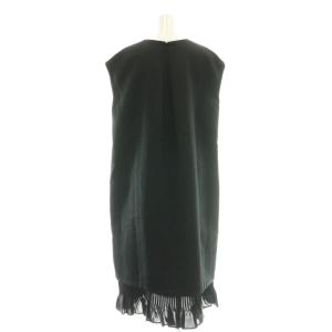 ADORE 23AW BLACK LABEL ヘリンボーンジャガードワンピース シルク混 裾フリル 38 ブラック