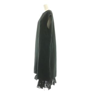 ADORE 23AW BLACK LABEL ヘリンボーンジャガードワンピース シルク混 裾フリル 38 ブラック