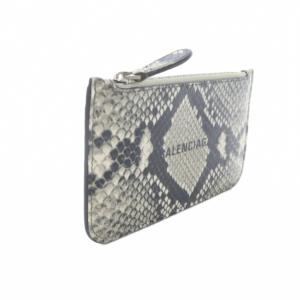 BALENCIAGA パイソン柄コインケース カードケース ロゴ グレー 黒 ブラック 594214 /SR SH OH