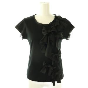リボン装飾カットソー 半袖 38 ブラック /HK OS SH