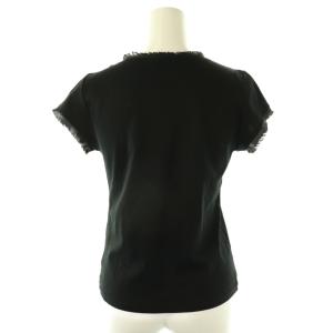LANVIN en Bleu リボン装飾カットソー 半袖 38 ブラック /HK OS SH