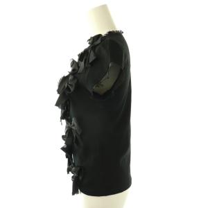 LANVIN en Bleu リボン装飾カットソー 半袖 38 ブラック /HK OS SH