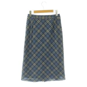 BURBERRY BLUE LABEL チェックロングスカート フレア 38 ブルー /NR OS SH