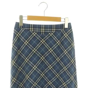 BURBERRY BLUE LABEL チェックロングスカート フレア 38 ブルー /NR OS SH