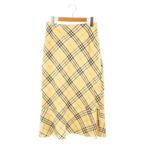 リネンチェック ロングスカート 38 ベージュ /HK OS