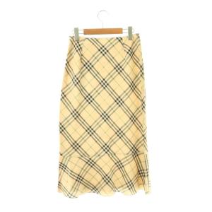 BURBERRY BLUE LABEL リネンチェック ロングスカート 38 ベージュ /HK OS