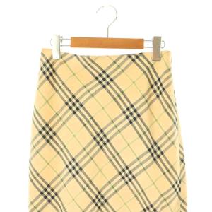 BURBERRY BLUE LABEL リネンチェック ロングスカート 38 ベージュ /HK OS