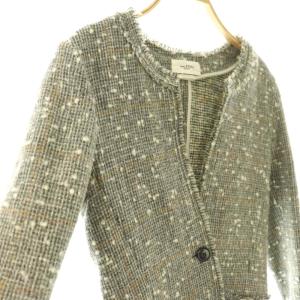 ISABEL MARANT ETOILE ツイード ジャケット ノーカラー 34 グレー /HK OS