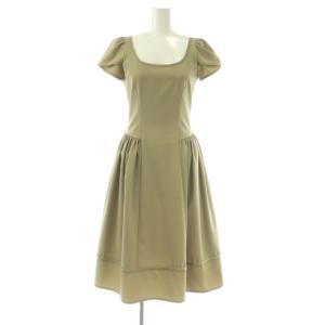 パフスリーブギャザードレス ワンピース 半袖 38 ベージュ 21359 /DO OS