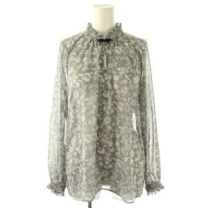 花柄 ブラウス プルオーバー フリル 38 グレー /DF OS