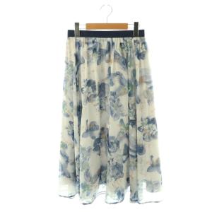 ドローイングフラワーオーガンジー スカート 38 青 ブルー /AQ OS