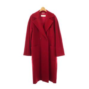 白タグ ウール カシミヤ ロングコート 36 レッド