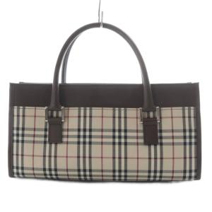 ハンドバッグ ノバチェック ベージュ ブラウン