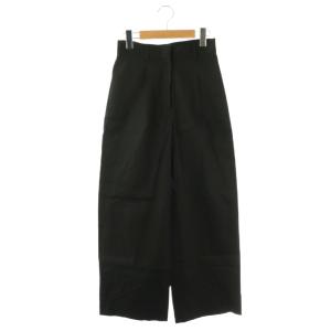 25SS LINOストレッチ タックパンツ ワイドパンツ リネン混 34 ブラック /ES OS