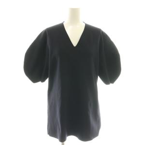 Round form long knit tops ニット カットソー プルオーバー パフスリーブ F