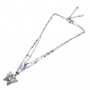 ANNA SUI バタフライモチーフネックレス 2個セット 黒 ブラック 紫 パープル /SR SH