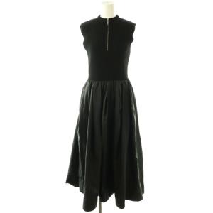 ハーフジップニットドッキングワンピース ノースリーブ 38 ブラック /ES OS
