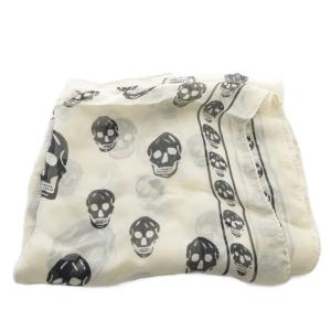 Alexander McQueen スカル スカーフ 総柄 ベージュ 黒 ブラック /SR