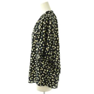 BALLSEY 23SS プティフラワープリント ネックギャザーブラウス 36 ブラック /DF OS