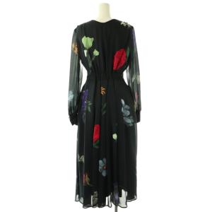 Ameri VINTAGE 2WAY AMANDA DRESS ワンピース 花柄 シアー Vネック S チャコール マルチカラー /CX