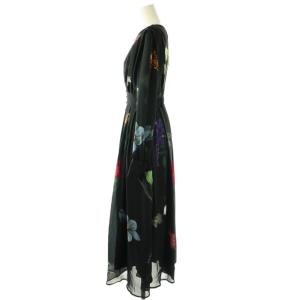 Ameri VINTAGE 2WAY AMANDA DRESS ワンピース 花柄 シアー Vネック S チャコール マルチカラー /CX