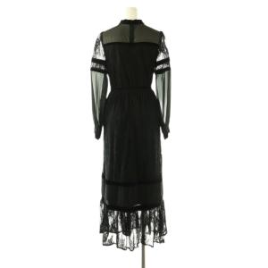 Ameri VINTAGE SHEER LACE DRESS ワンピース ロング レース 長袖 ブラック /HK OS