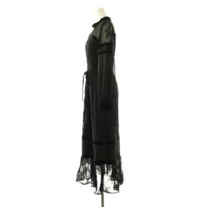 Ameri VINTAGE SHEER LACE DRESS ワンピース ロング レース 長袖 ブラック /HK OS