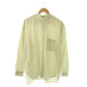 コットンストライプシャツ XL アイボリー ライトグリーン