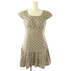 チェック ワンピース 半袖 36 ベージュ マルチカラー /ES OS