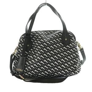 VISONA 総柄 ナイロン 2WAYショルダーバッグ ハンド 白 ホワイト 黒 ブラック /SS OS