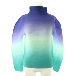 23SS GRADATION ストレッチプリーツ カットソー ライトブルー パープル