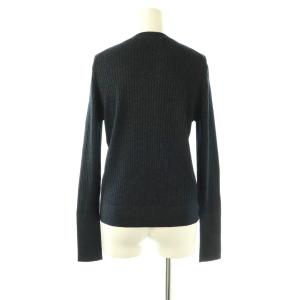three dots Lurex sweater rib knit tee リブニット カットソー S ネイビー /DO OS
