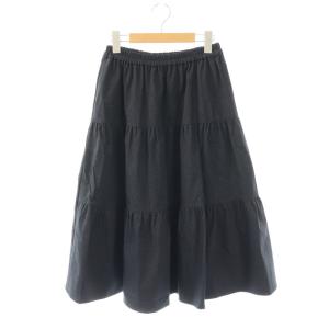 23年 ティアードデニムロングスカート ティアードスカート ギャザー 34 ダークネイビー /ES OS